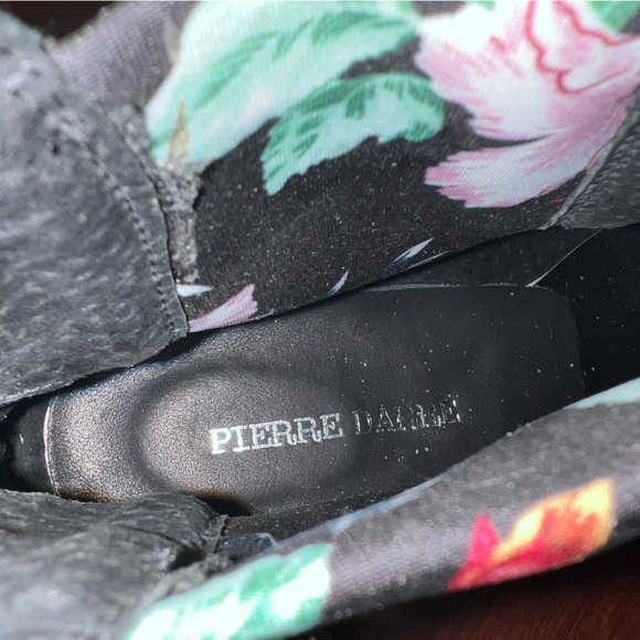 PIERRE DARRE Italian Leather Floral Chunky Platform Ankle Boots Y2K New - Picture 7 of 12